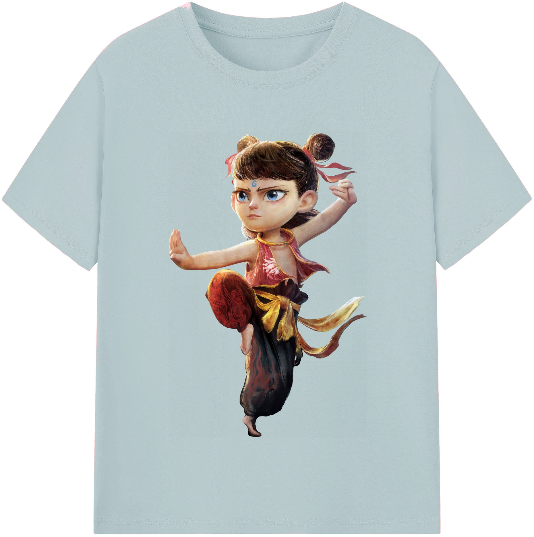 （画像用） Ne Zha 2 ナタ 魔童の大暴れ 綿100％半袖Tシャツ（フロントプリント）